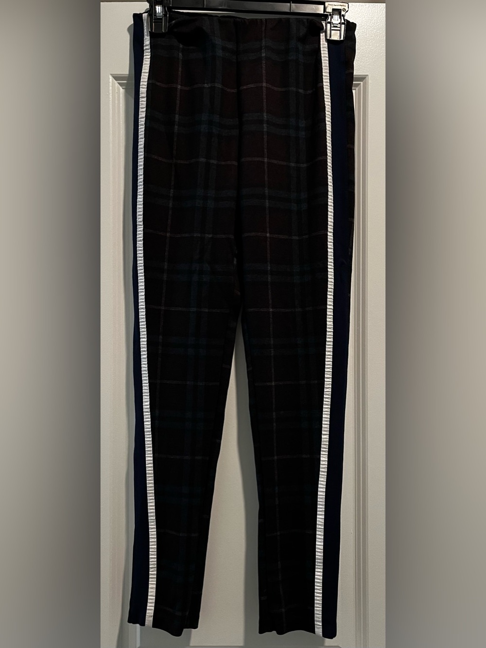 Af Studio Black & Navy Tartan Plaid Stretch Leggings